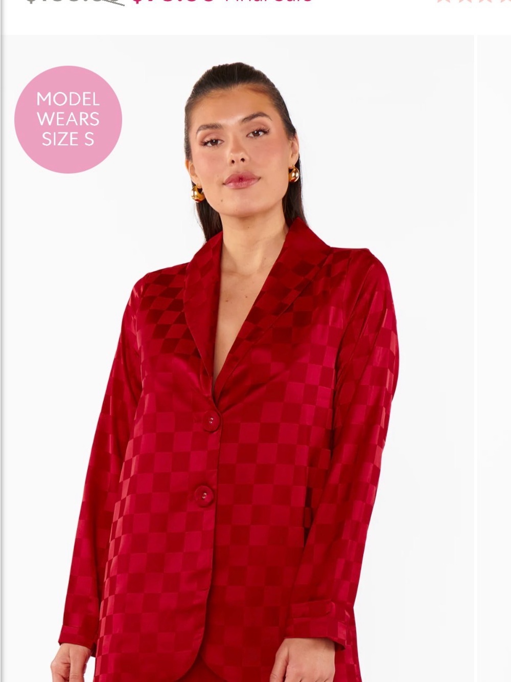 Show Me Your MuMu Red Checkered Felix Blazer Sleek Woman’s size medium New